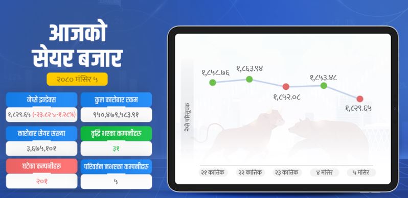 ब्याजदर घटेपछि सेयर बजारमा उच्च गिरावट