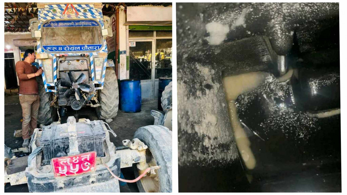ट्याक्टरको स्टार्ट बन्द भएपछि इन्जिन खोलेर हेर्दा नुन फेला